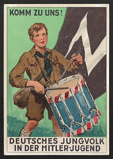 1933-1945 'Come Join Us! German Young People in the Hitler Youth' Nazi Propaganda Postcard