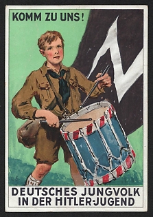 1933-1945 'Come Join Us! German Young People in the Hitler Youth' Nazi Propaganda Postcard
