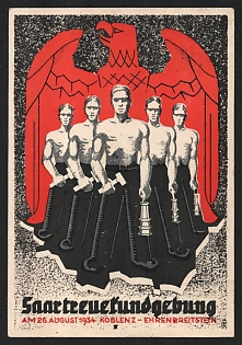 1934 'Saar Loyalty Rally on August 26, 1934, Koblenz - Most Honorable' Nazi Propaganda Postcard
