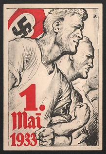1933 'May 1, 1933' Nazi Propaganda Postcard