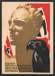 1933-1945 'First National Socialist Reich Youth Day Potsdam October 1-2' Nazi Propaganda Postcard