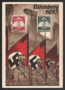 1935 'Nuremberg 1935 German Unity - German Power' Nazi Propaganda Postcard