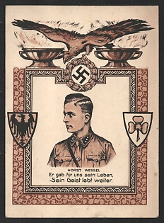 1933-1945 'Horst Wessel. He Gave His Life for Us, His Spirit Lives On' Nazi Propaganda Postcard