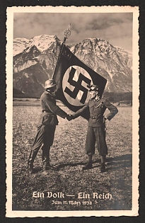 1938 'One People, One Reich Jum March 11, 1938' Nazi Propaganda Postcard