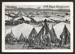 1935 'Nuremberg Pa Lager Langwasser' Nazi Propaganda Postcard