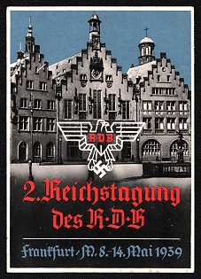 1939 'Reich Conference of the R.D.B. Frankfurt Main, May 8-14, 1939' Nazi Propaganda Postcard