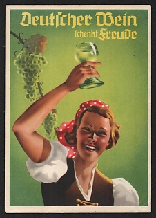 1933-1945 'German Wine Brings Joy' Nazi Propaganda Postcard