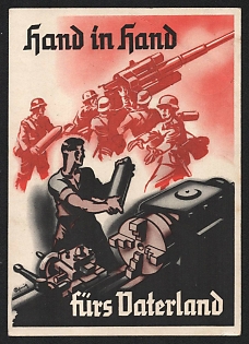 1940 'Hand in Hand for the Fatherland' Nazi Propaganda Postcard