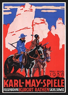 1938 'Karl May Plays, Rock Stage, Rathen Spa, Saxony, Switzerland, May-Aug 1938' Nazi Propaganda Postcard