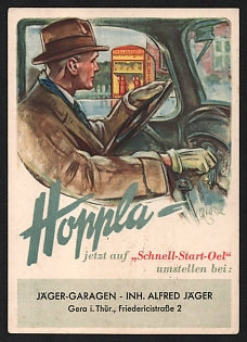 1939 'Hoppia Now on 'Quick-Start Oil' Nazi Propaganda Postcard