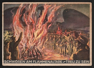 1943 'Sworn to be Faithful at the Flame Altars' Nazi Propaganda Postcard