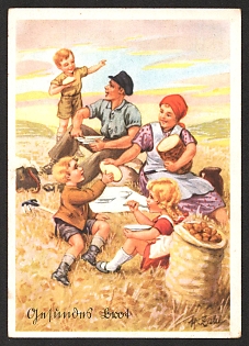 1933-1945 'Healthy Bread' Nazi Propaganda Postcard