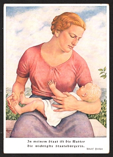 1933-1945 'In My State, the Mother is the Most Important Citizen' Nazi Propaganda Postcard