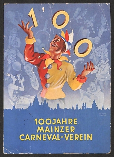1938 '100 Years of the Mainz Carneval Association' Nazi Propaganda Postcard