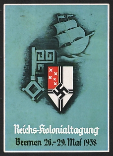 1938 'Reich Colonial Conference Bremen March 26-29, 1938' Nazi Propaganda Postcard