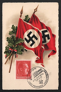 1938 'German Flag' Nazi Propaganda Postcard