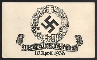1938 'April 10, 1938' Nazi Propaganda Postcard