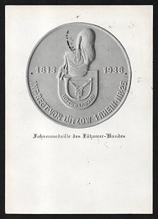 1938 'Flag Medal of the Luhower League' Nazi Propaganda Postcard