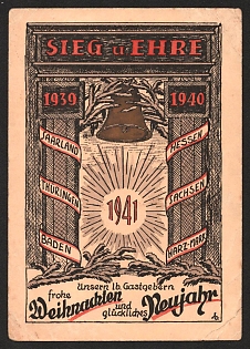 1939-1940 'Christmas and Happy New Year' Nazi Propaganda Postcard
