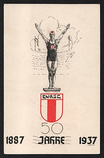 1937 '50 1887 Jagre 1937' Nazi Propaganda Postcard