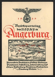 1937 'District Party Congress of the NSDAP in Angerburg' Nazi Propaganda Postcard