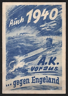 1940 'Also in 1940, the Allied Forces Advanced... Against England' Nazi Propaganda Postcard