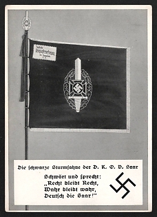 1933-1945 'The Black Storm Flag of the German Royal Navy (Dkod) Saar' Nazi Propaganda Postcard