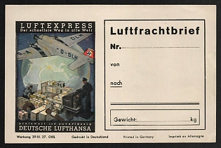 1933-1945 'Air Express the Fastest Way to Anywhere in the World' Airplane Nazi Propaganda Postcard