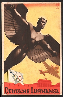 1942 'German Lufthansa' Airplane Nazi Propaganda Postcard