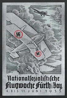 1933 'National Socialist Flight Week, Furth Bay' Airplane Nazi Propaganda Postcard