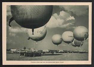 1941 'Free Balloons of the Nazi Aviator Corps at Launch' Balloons Nazi Propaganda Postcard