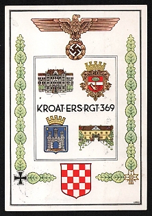 1943 'Croat Ers Rgt-369' Nazi Propaganda Postcard