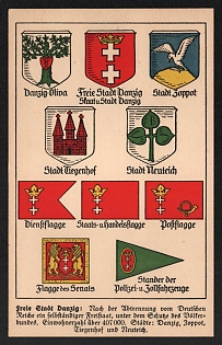 1939 'Free City of Danzig After Separation from the German Reich, an Independent Free State Under the Protection of the League of Nations' Nazi Propaganda Postcard