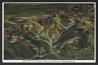 1936 'Nurburgring, the World's Largest Race Track' Nazi Propaganda Postcard