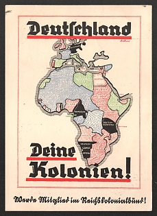 1938 'Germany, Your Colonies! Become a Member of the Reich Colonial League!' Nazi Propaganda Postcard