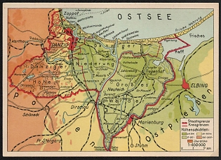 1933-1945 'Danzig's Fight for Rights and Lives' Nazi Propaganda Postcard