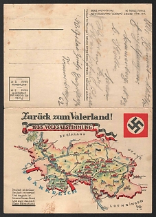 1933-1945 'Back to the Fatherland! 1935 Referendum' Nazi Propaganda Postcard