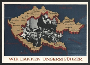1938 'We Thank Our Fuhrer' Nazi Propaganda Postcard