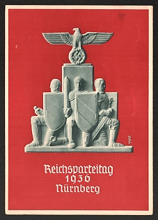 1936 'Reich Party Rally 1936 Nuremberg' Nazi Propaganda Postcard
