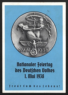 1938 'National Holiday of the German People, May 1, 1938' Nazi Propaganda Postcard