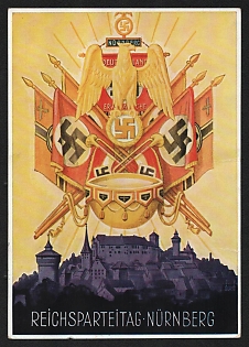 1938 'Reichsparteitral Rally Nuremberg' Nazi Propaganda Postcard