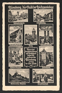 1937 'Nuremberg, the City of the Nazi Party Rallies' Nazi Propaganda Postcard