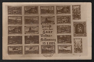 1935 'Greetings from the Saar People's Referendum, January 13, 1935' Nazi Propaganda Postcard