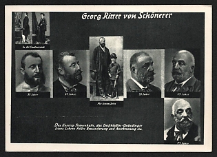 1942 'Georg Ritter Von Schonerer. The Gnarled, Titanic Quality, the Unwavering, Unconditional Quality of Fine Living Inspired Admiration and Recognition' Nazi Propaganda Postcard
