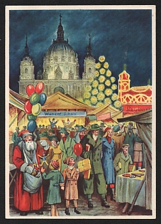 1938 'Commemorative Postcard 'Berlin Christmas Market'' Nazi Propaganda Postcard