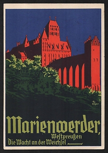 1934 'Marienwerder, West Prussia, the Watch on the Vistula' Nazi Propaganda Postcard