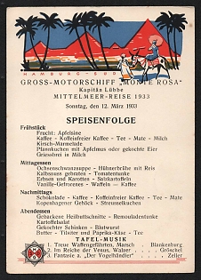 1933 'Large Motor Ship Monte Rosa Captain Lubbe Mediterranean Voyage 1933' Nazi Propaganda Postcard