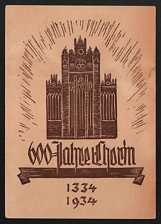 1934 '600 Years of Chorm' Nazi Propaganda Postcard