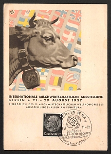 1937 'International Dairy Exhibition Berlin August 21-29, 1937' Nazi Propaganda Postcard