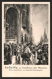 1939 'Kadewe, the Department Store of the West, Berlin, Tauentzienstrasse, at the Wittenbergplatz Subway Station' Nazi Propaganda Postcard
